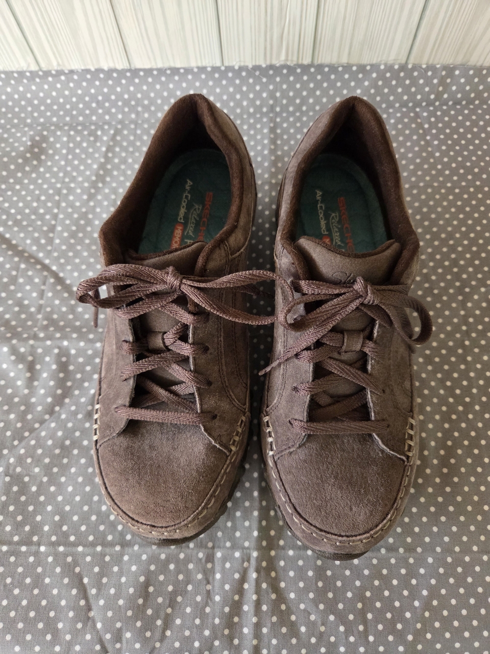 Skechers Womens Brown Suede Lace-Up Casual Sneakers